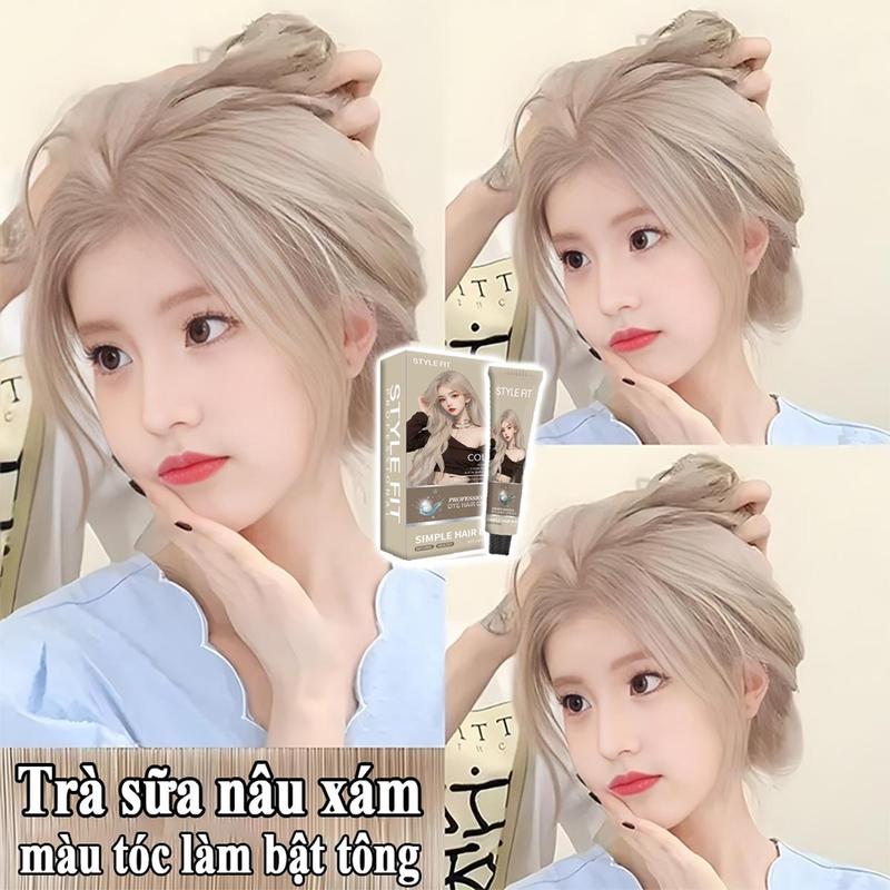  Mua 100ml tặng 100ml,Nhìn trắng hơn và trẻ hơnTrà sữa nâu xám,Thuốc Nhuộm Tóc Màu NÂU SỮA 