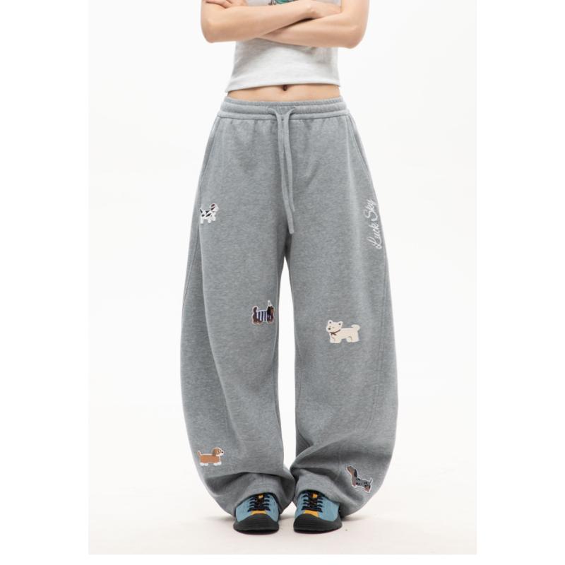 Quần Thêu, Thiết Kế Máy Cổ Điển Mỹ, Dành Cho Nam Và Nữ, Phong Cách Thường Ngày Thẳng, Hip Hop, Trọng Lượng Chân 340G, Làm Bằng Bông Trung Quốc Tổng Hợp, Thêu Đầy Đủ, Quần Nỉ Đâm 3