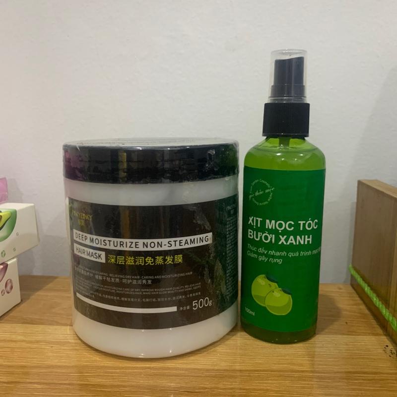 Kem ủ tóc pinky pinky kem xịt bưỡi xanh