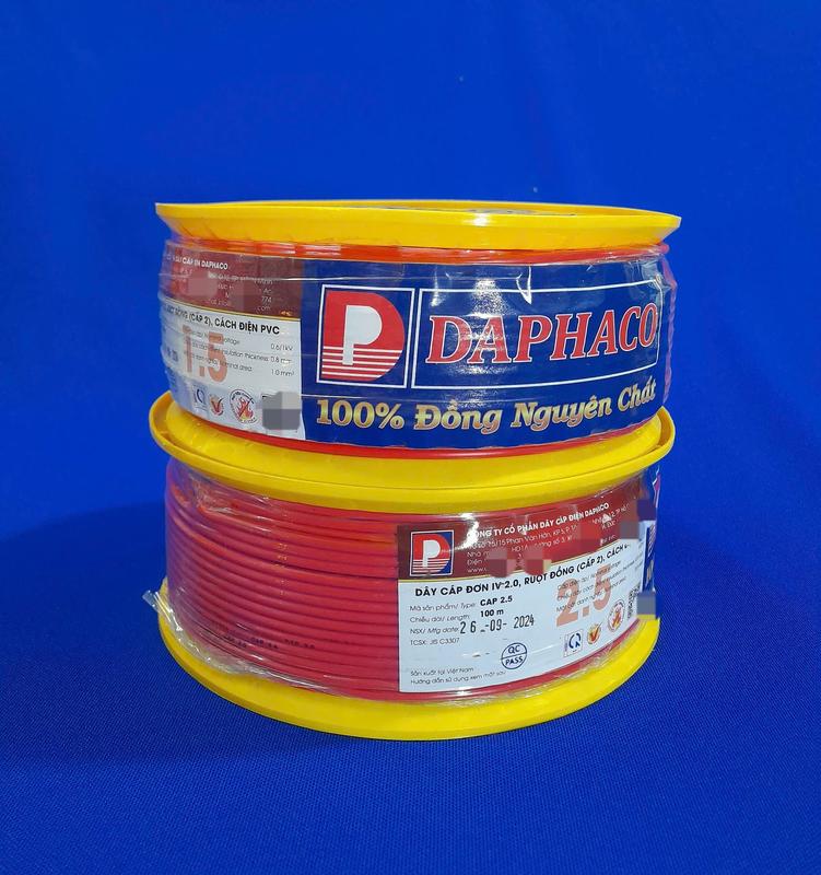 Dây điện đơn Daphaco lõi đồng 7 sợi kích thước 1,5, 2.5, 4.0 cuộn 100m [Giao màu ngẫu nhiên, khách chọn màu nhắn Shop]