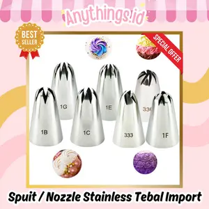 Spuit Stainless Tebal Tanpa Sambungan 4B 1M 356 9FT 195 1G 1E 1B 2D Churos Kue Kering Soes Cake Decorating Butter Cream Kue Mawar Kue Lebaran Spuit Nozzle Kitchenware