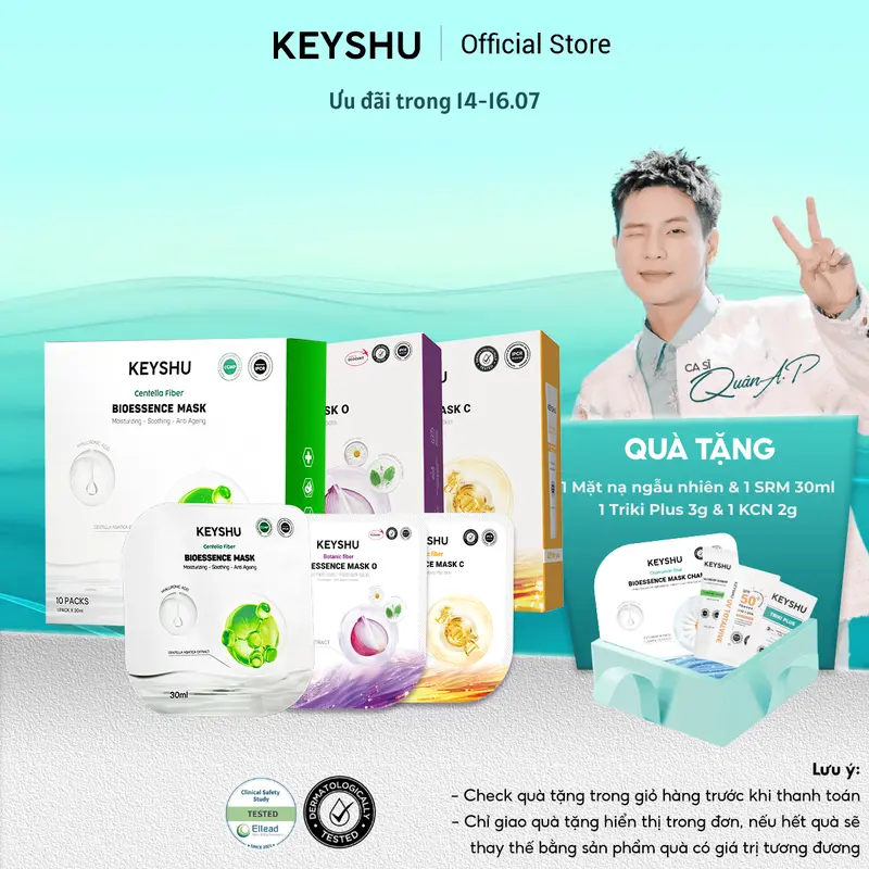 10 Miếng Mặt Nạ KEYSHU 30ML Dưỡng Ẩm, Làm Mềm Da, Hỗ Trợ Ngăn Ngừa Lão Hóa