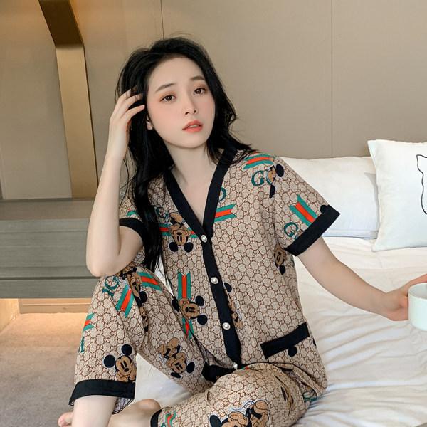Bộ Ngủ Mặc Nhà Pijama Lụa Cộc, Nữ Tính Phong Cách Hàn Quốc Chất Cotton Hàng QUẢNG CHÂU Cao Cấp Cực Hot Hè 2023 0