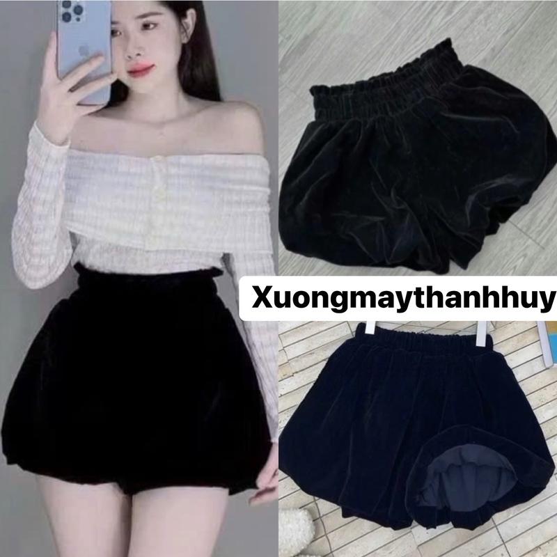 BIGSIZE Quần Nhung Phồng 2 Lớp quần short nhung dáng bí ngô cạp chun co dãn- Quần short nhung nhiều kiểu dáng