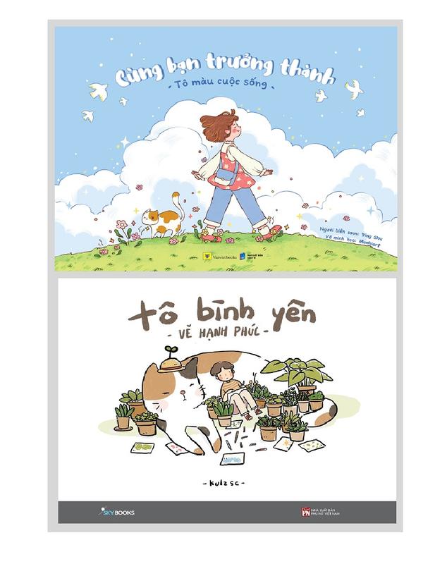  Sách - Combo Tô Màu: Cùng Bạn Trưởng Thành + Tô Bình Yên Vẽ Hạnh Phúc 