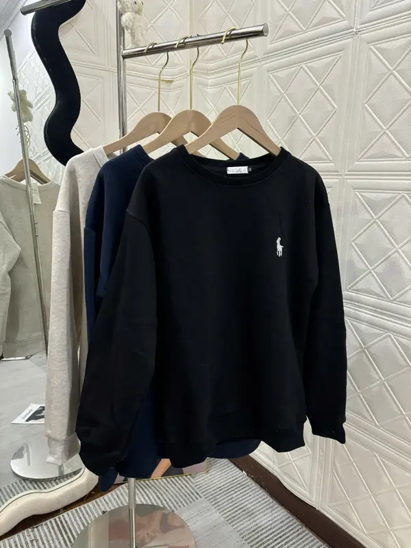 Áo nỉ Sweater, Họa tiết thêu hình ngựa, Chất vải nỉ lót lông dày dặn không xù lông, Form rộng, Thời Trang Nam Nữ 3