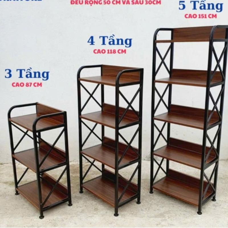  Kệ Đựng Đồ - Giá Để Đồ Nội Thất Nhà Bếp 3-4-5 Tầng Khung Sắt Sơn Tĩnh Điện Mặt Gỗ MDF Chắc Chắn 
