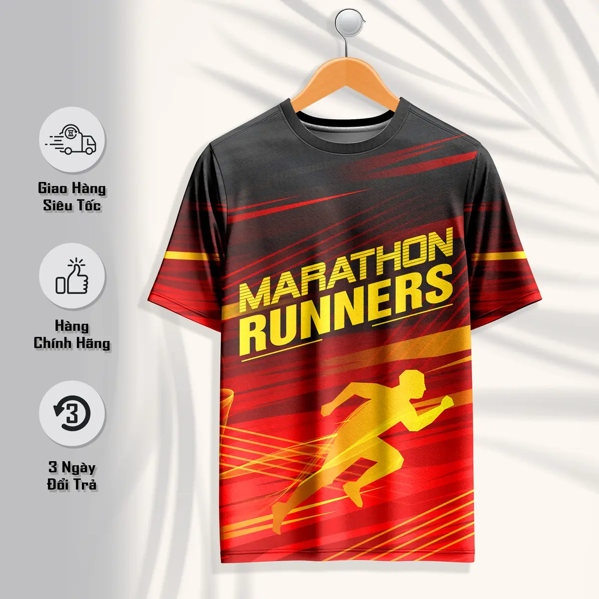 Áo chạy bộ Nam Nữ MARATHON 2024 002 vải co dãn, thoáng khí, hút mồ hôi nhanh