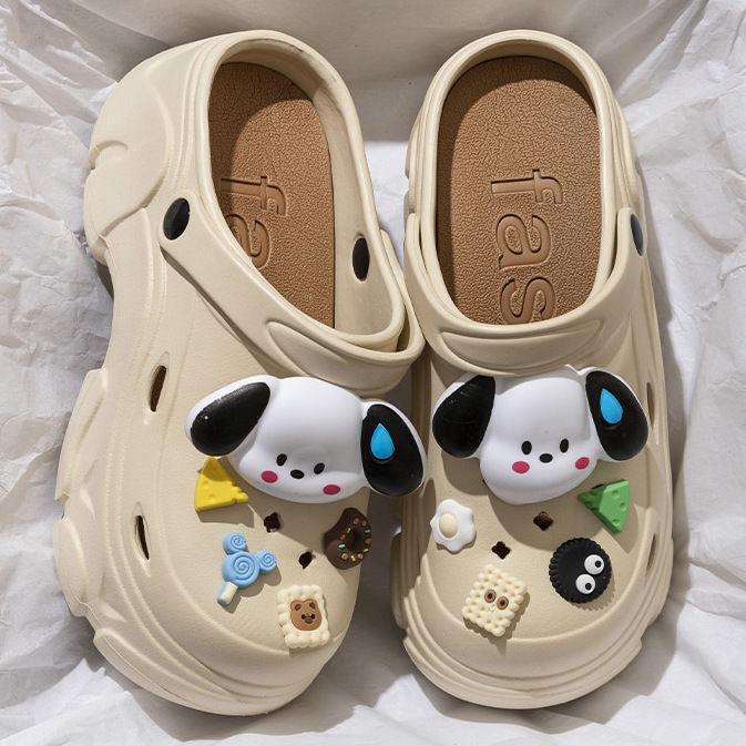 Dép sục nữ đế cao su 7cm gắn sticker cún đổ mồ hôi dễ thương,Sục cao su eva MLS2.79-10 DéP Shoes GiàY