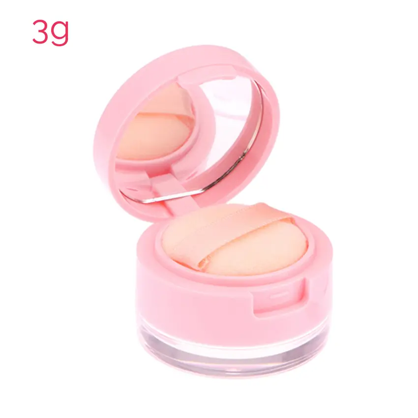 1PC Portable Plastic Powder Box Empty Loose Powder Container With Sieve Mirror Cosmetic Sifter Loose Jar Travel Makeup Container Bottles Light