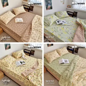 Sprei Karet Motif Bunga MOMO - Ukuran 160, 180 dan 200 x 200