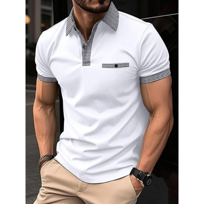 Áo Polo Nam, Bộ Sưu Tập Mùa Hè Mới 2024, Thiết Kế Kẻ Sọc Polo Khâu, Thích Hợp Cho Nam Giới, Áo Polo Thể Thao 2