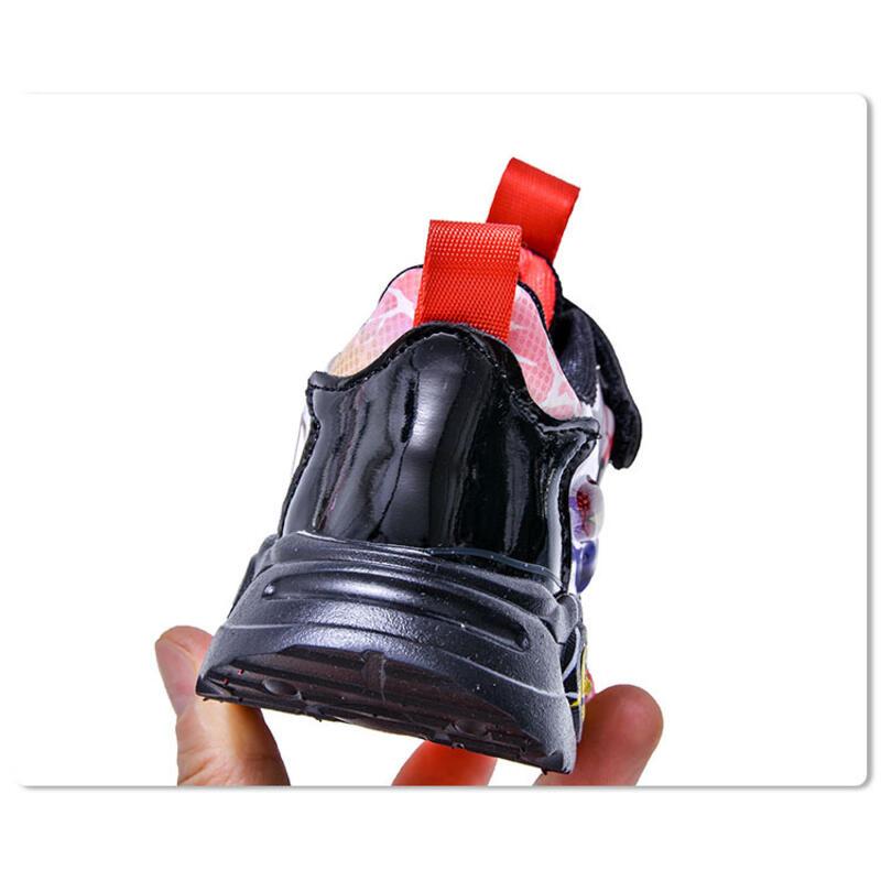 Product Introduction of 2024 Spring Autumn Lights New Children's Leather Spider Man LED Induction Light Boys' Sports and Casual Shoes 11