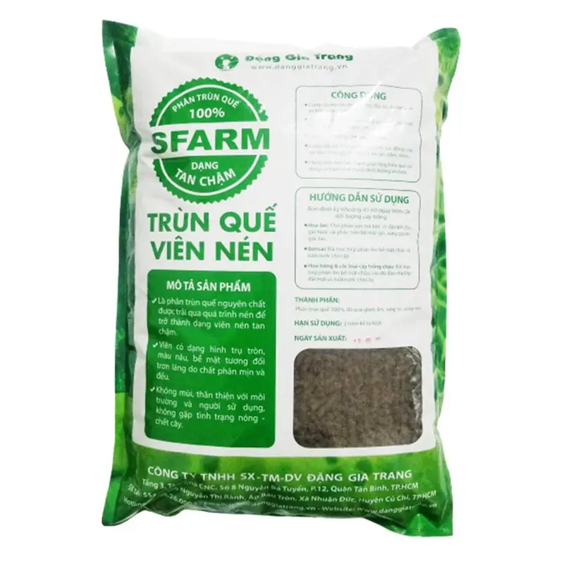 5KG PHÂN TRÙN QUẾ DẠNG VIÊN SFARM TAN CHẬM - DÙNG ĐỂ TRỒNG RAU SẠCH , HOA KIỂNG 3