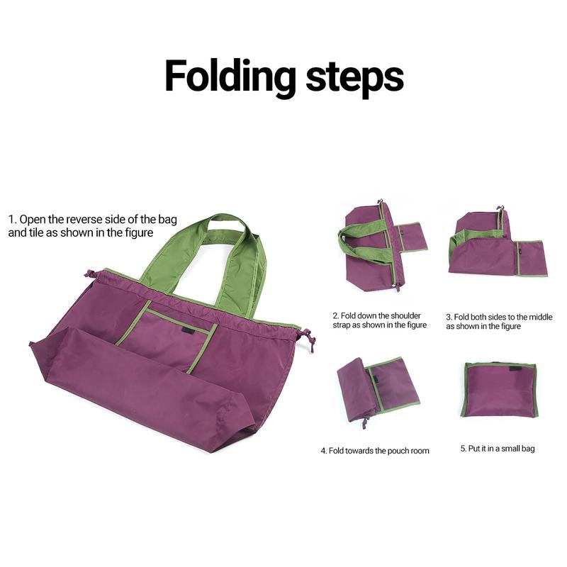 Product Introduction of Reusable Grocery Bag Large Capacity Foldable Shopping Bag With Drawstring Closure Foldable Eco-Friendly Shoulder Bag 35