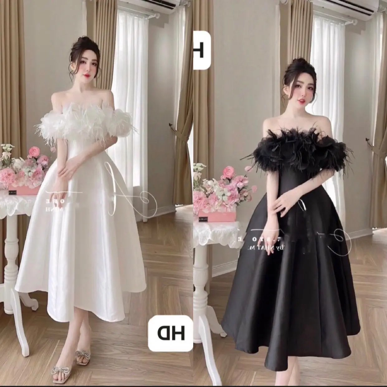 ĐẦM TAPTA HOA NGỰC SANG CHẢNH Nữ Women Nhung Voi