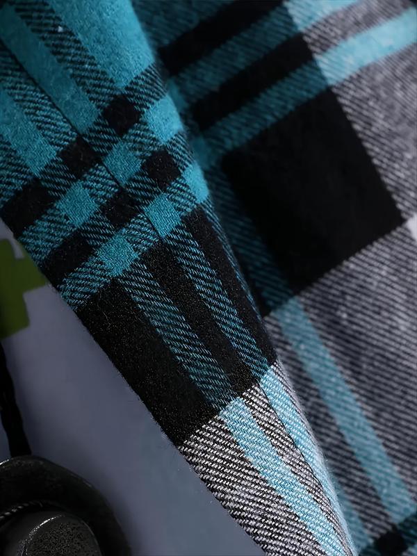 Men's Plaid Print Button Front Pocket Shirt, Regular Fit Casual Long Sleeve Collared Top for All Seasons, Men's Clothes for Daily Wear, Menswear 5