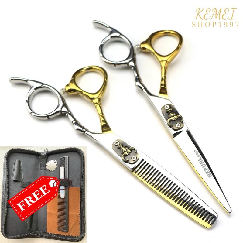 [ Tặng thêm ví da khi mua 1 bộ ]  Bộ Kéo Cắt Tóc Đầu Trâu NEPURL 6.0 Thép Nhật 62HRC dành cho thợ tóc nam nữ chuyên nghiệp