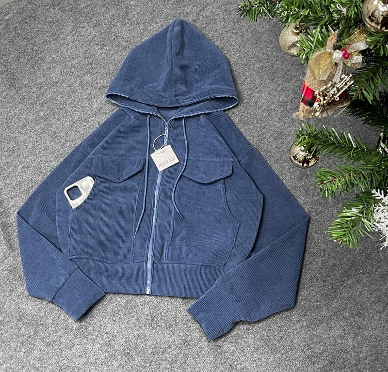 Product Introduction of Áo khoác nhung gân tăm form ngắn mới về, 6 túi, vải thoáng mát form xinh by Quỳnh Hí 18