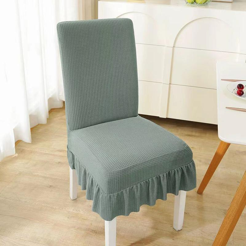 Skirt Chair Cover Dining Stretchable Universal Knitted Thick Elastic Antifouling Seat Cushion 7