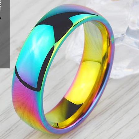 Cincin Rainbow Bisa Untuk Pria dan Wanita - Rainbow Ring for Male and Female Man Woman Unisex / Besi Anti Karat Alloy - Colourful Accessories Fashionable Love Rings Gradation Pelangi Gradasi Unik Produk Impor Cewe Cowo Unisex 0