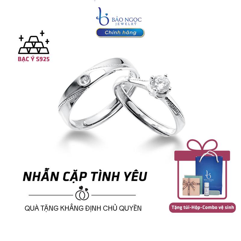 nhẫn bạc cặp đôi s925 cao cấp điều chỉnh được size, Nhẫn cặp Freesize, Quà Tặng 8/3, Valentine - ND2521 [Bảo Ngọc Jewelry]