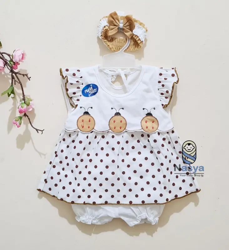 [P-034] Baju Bayi / Dress Bayi Perempuan 0-12 bulan Motif Kombinasi (Bonus Bandana) Cewek Pink 2