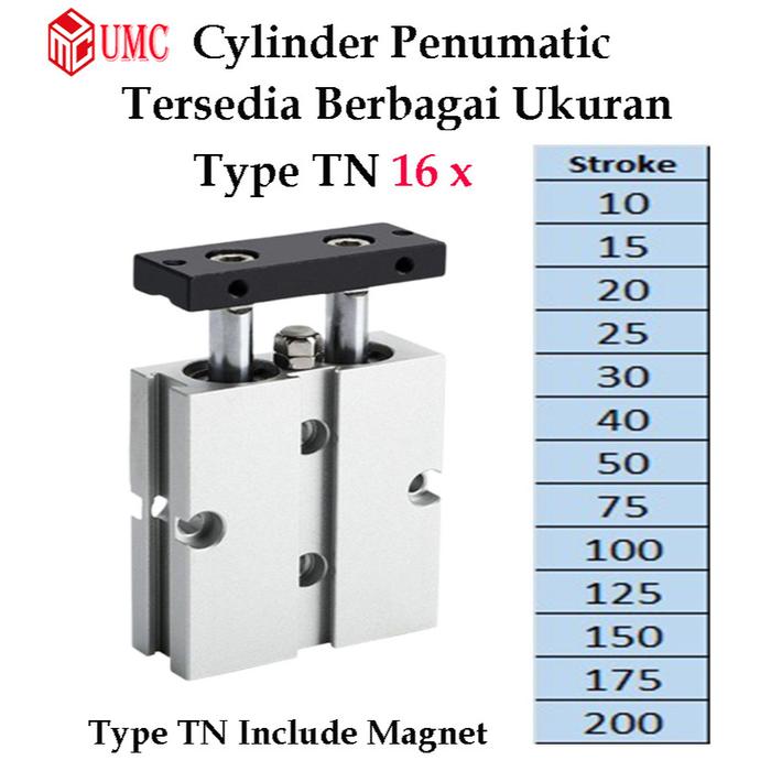 Jual Cylinder pneumatic TN16 Twin Rod Pneumatik Angin Air Silinder ...