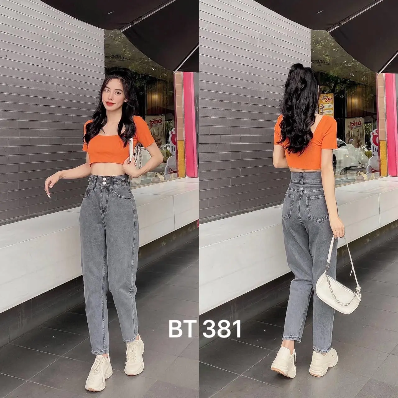 QUẦN BAGGY NỮ 2 NÚT, LƯNG CAO CHẤT JEAN COTTON, CÓ 2 PASS KIỂU MS 381