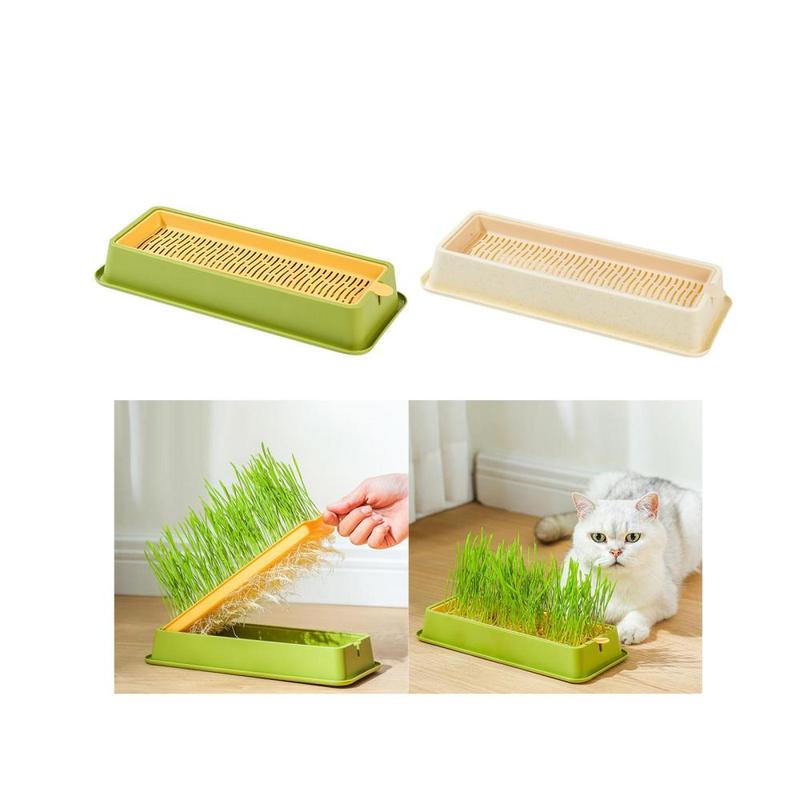 Seed Sprouter Tray Hydroponic Cat Grass Box Wheatgrass Bean Sprouts Wheatgrass Grower Soil Free Cat Grass Sprouting Tray for Microgreens 2