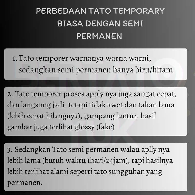 BERTATO-Stiker tato temporer semi permanen tahan lama anti air Kode tulisan-10 / Tato bentuk stiker tahan air / Tato temporer semi permanen Kode Tulisan-10 Temporary Punggung 3