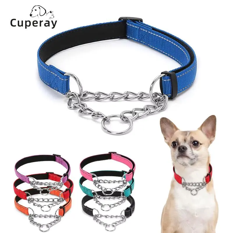 Vòng cổ cho thú cưng, Martingale cổ áo - Dây chuyền thép không gỉ, Vải Nylon phản quang, Thích hợp cho chó Nhỏ, Trung Bình và Lớn 5