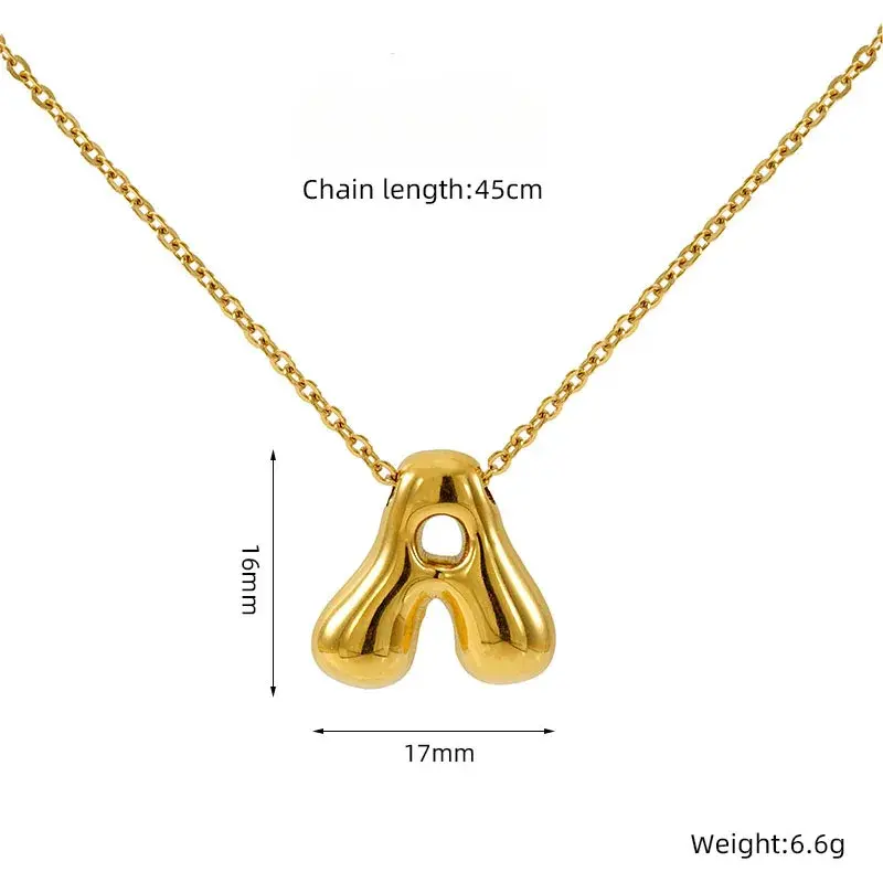 26 Initial Letter 18K Stainless Steel Balloon Bubble Necklace For Women Personalized Jewelry Gift Wholesales 5