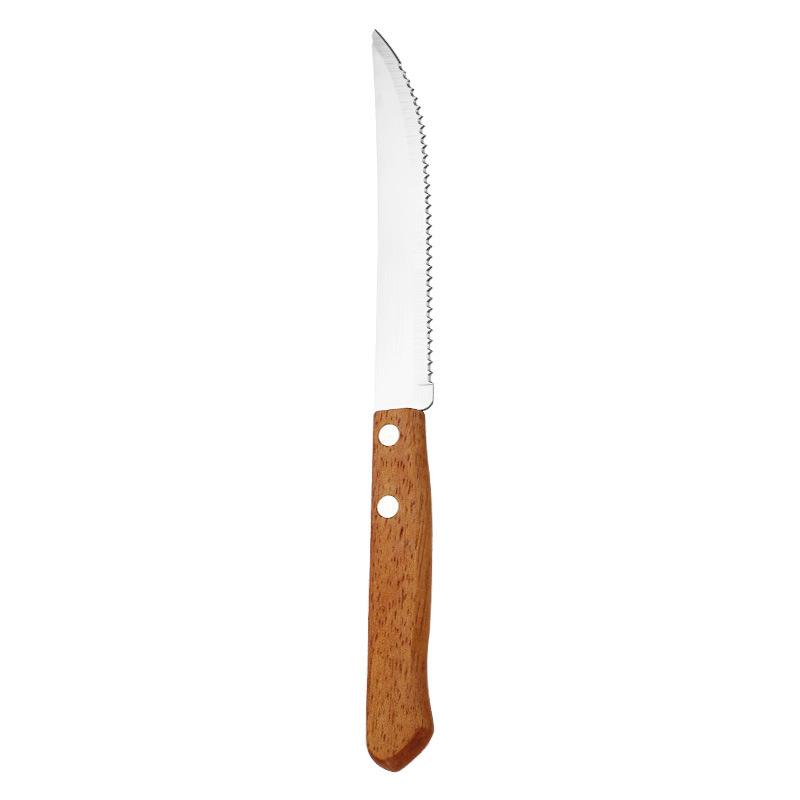 Stainless Steel Clip Handle Tableware Knife, Fork and Spoon Three-Piece Hotel Steak Knife and Fork Knife, Fork and Spoon New Creative Wooden Handle Steak Knife and Fork 4