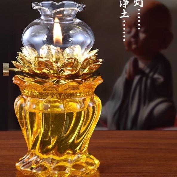 Đèn dầu hoa sen bằng pha lê thủy tinh mã 033