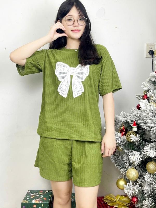 Set Đồ Bộ Nữ Mặc Nhà Thun Xốp Nhật, Mềm Mại, Thoáng Mát, Thấm Hút Mồ Hôi - Set Đồ Bộ Đùi Nữ Mặc Nhà Bigsize Áo Women Top 9