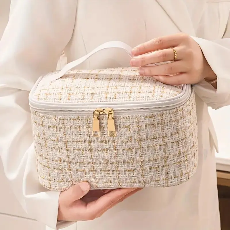 Large Capacity Cosmetic Bag, Travel Toiletry Bag, Zipper Makeup Organizer Pouch, Versatile Storage Bag for Travel, Gym, Office, Home