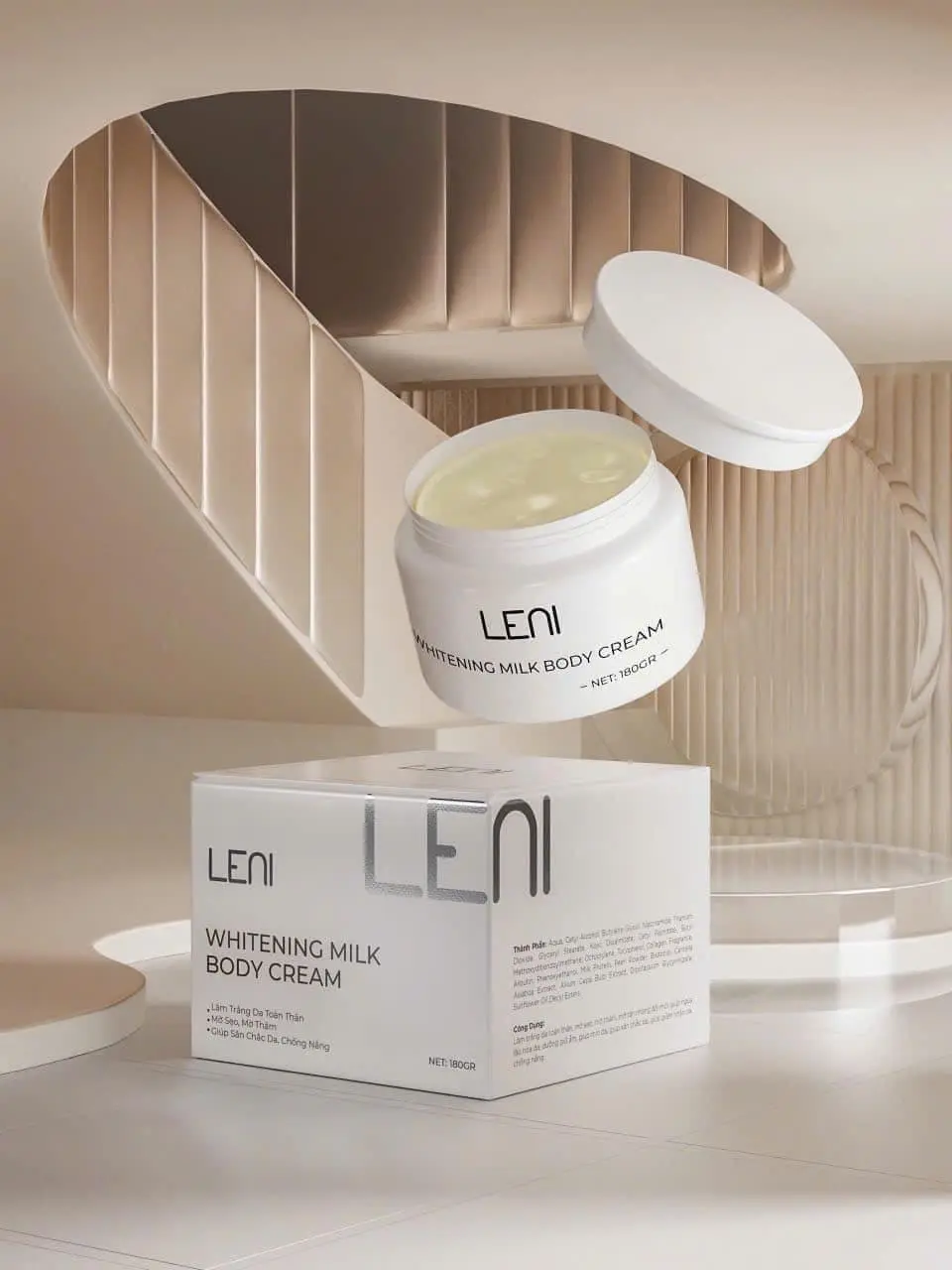 KEM BODY VÁNG SỮA LENI 180GR KEM NGÀY DƯỠNG DA BODY