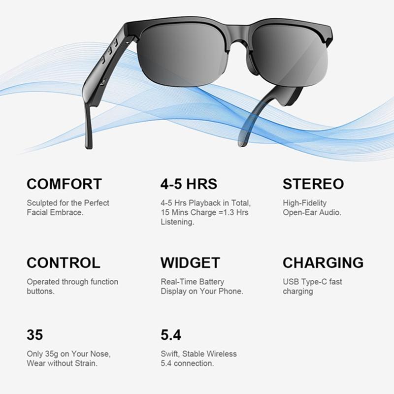 6K AI Smart Glasses Multifunctional Camera Bluetooth Call- Voice Assistant Music Player Translate Photochromic HD Glasses - Image 3