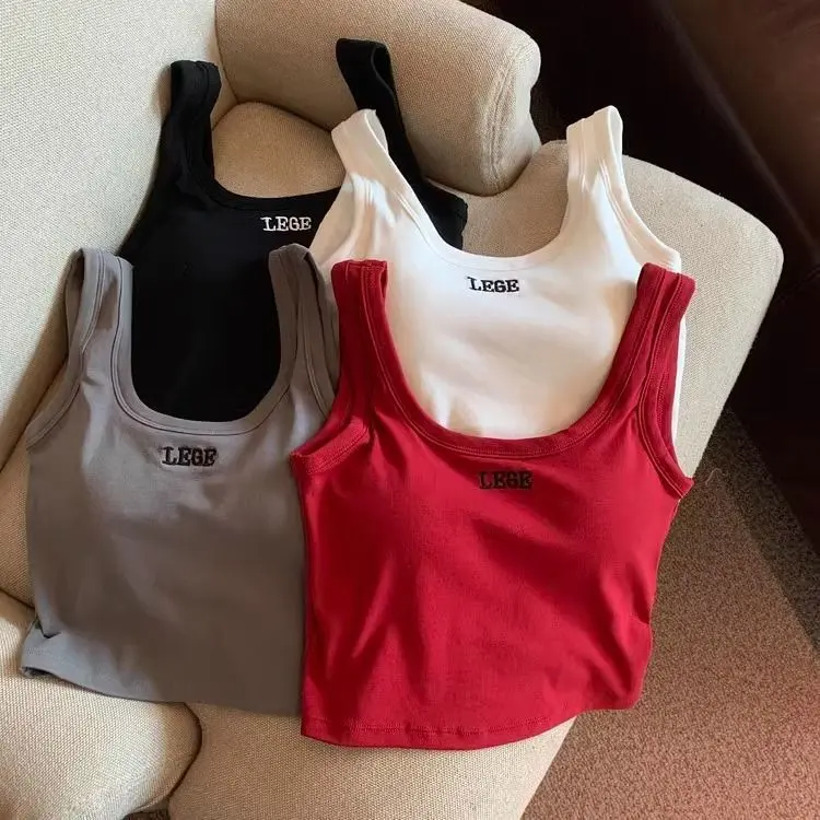 2025, Pure Desire Hot Girl Camisole Women's Outer Wear with Chest Pad Sexy Backless All-Matching Short Slim Bottoming Top Summer Hot