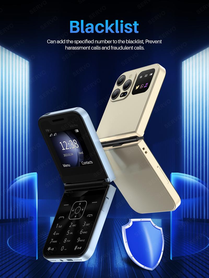 Product Introduction of Điện Thoại Lật, SERVO A50 Pro, Thẻ SIM Kép GSM, Đèn Pin Điện, Ghi Âm Cuộc Gọi Tự Động, Màn Hình 2.4 Inch, Có Thể Gập Lại, Tương Thích Type-C, Điện Thoại Di Động 77