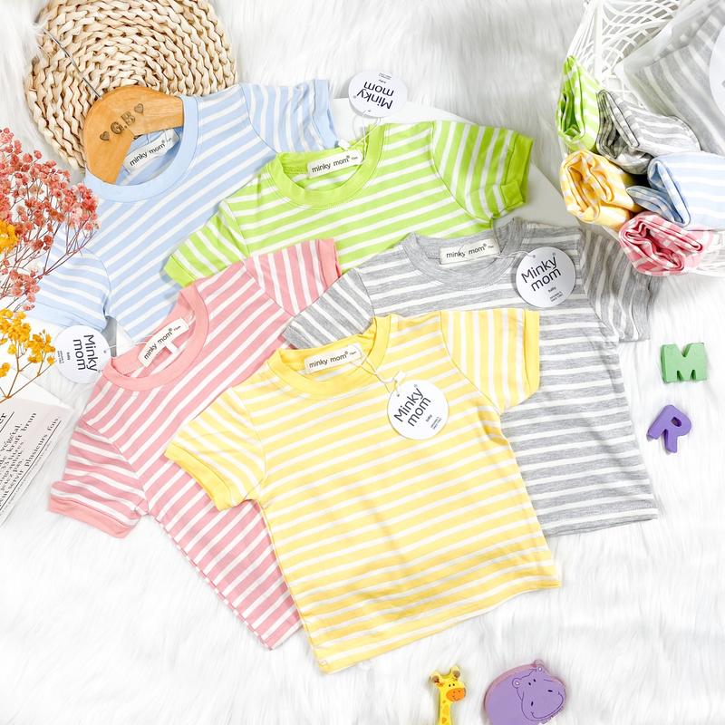 Bộ đồ áo tay ngắn, quần dài vải thun lạnh hàng minky mom cao cấp cho bé trai, bé gái từ 7 - 28kg