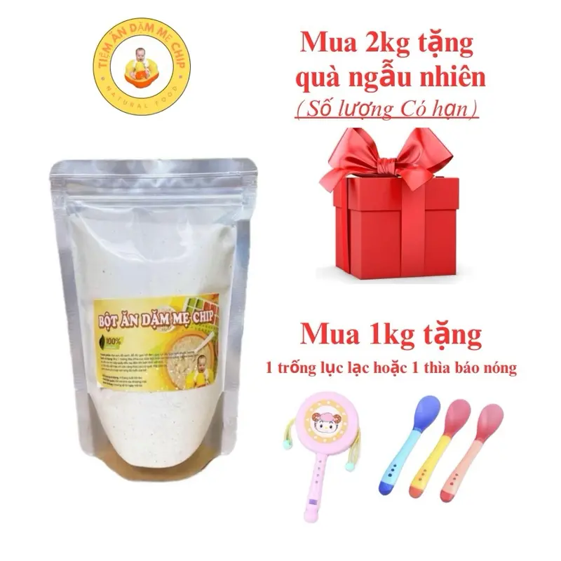 Bột ăn dặm cao cấp 13 loại hạt dinh dưỡng cho bé từ 5 tháng Gói Tự Nhiên- Mẹ Chip