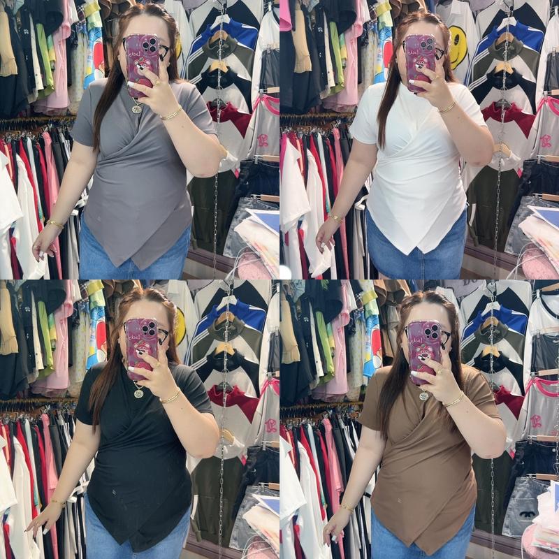 Áo Thun Vạt Chéo Bigsize , Phom Ôm Tôn Dáng