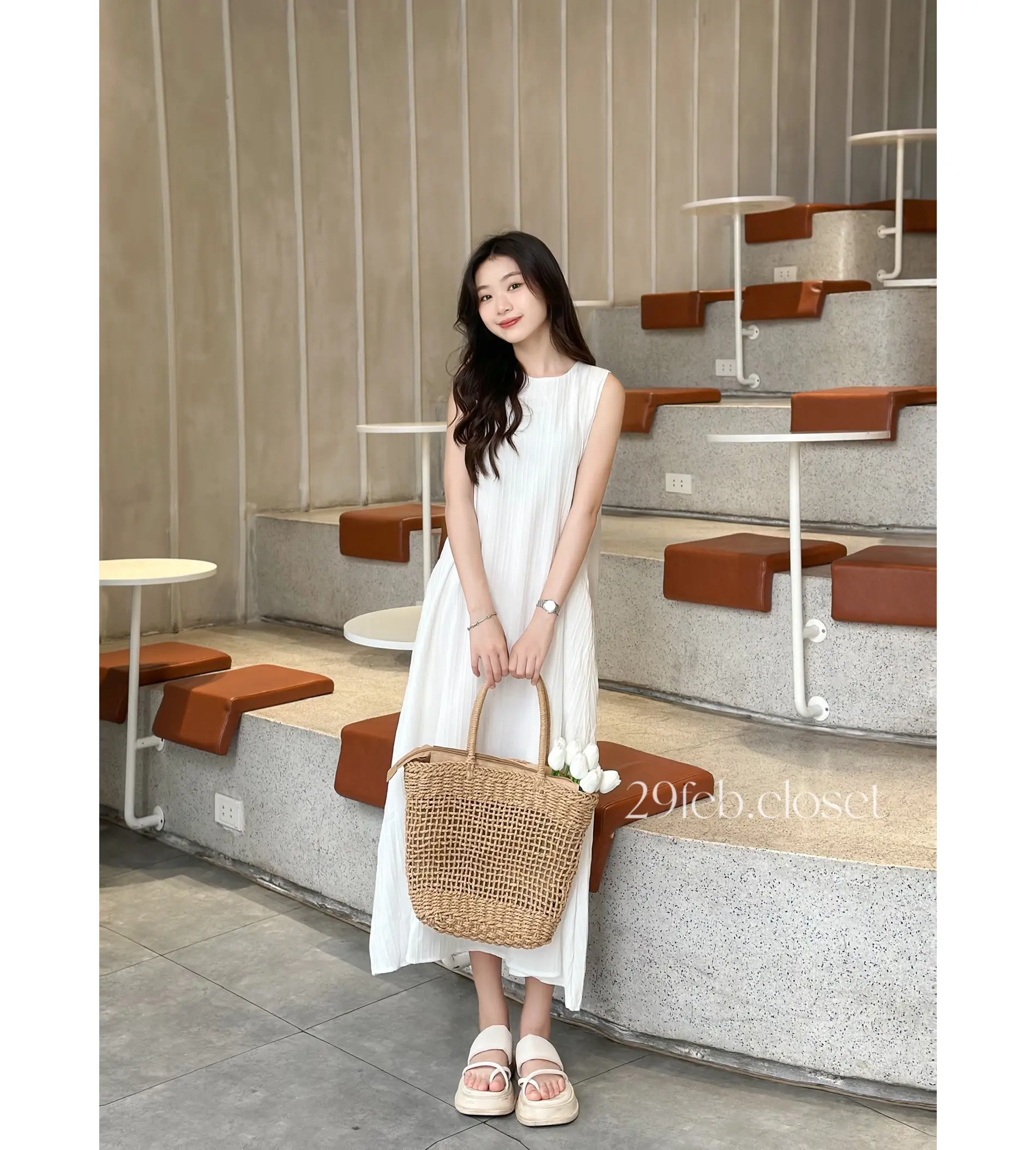 Váy ba lỗ đũi gân 2 lớp dáng xòe dài - 29feb.closet - V85 Nữ Dress Women | BigBuy360 - bigbuy360.vn