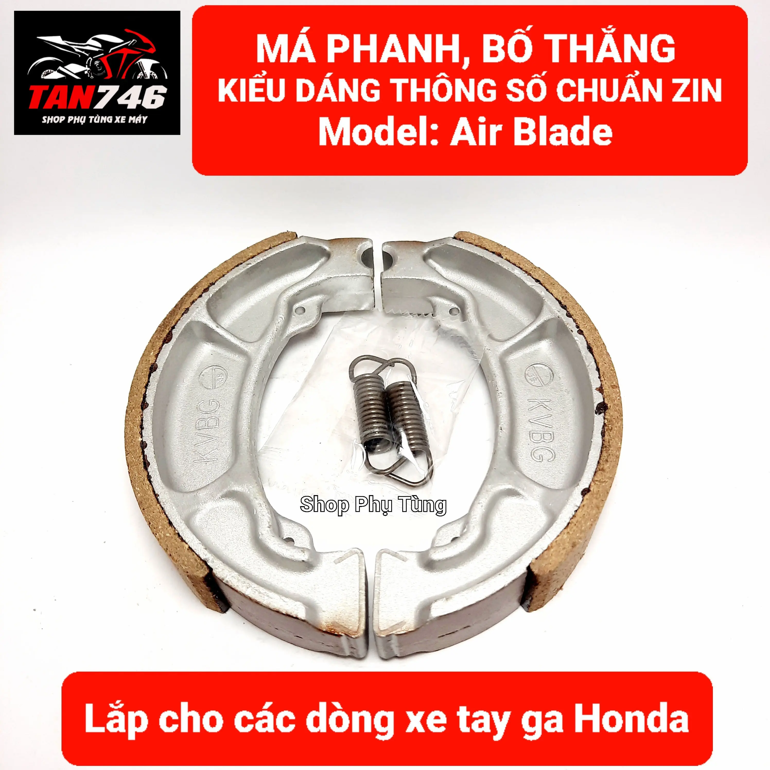 Má phanh cơ, Bố thắng đùm cho Air Blade, Vision, Lead, Pcx, Sh Mode, Vario, Ab, và nhiều mẩu xe Tay Ga khác của hãng HD, Phụ Tùng