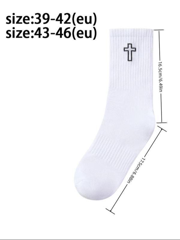Men's Cross Print Crew Socks, Casual Comfy Breathable Mid-calf Socks for Daily Wear, Men's Socks for All Seasons 1
