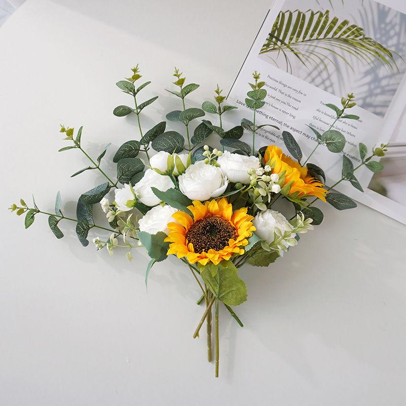 Product Introduction of [Hot sale in stores] Ins Style Sunflower Artificial Flowers Bouquet Home Decor Living Room Desktop Paper Bag Decoration Photo Props 15