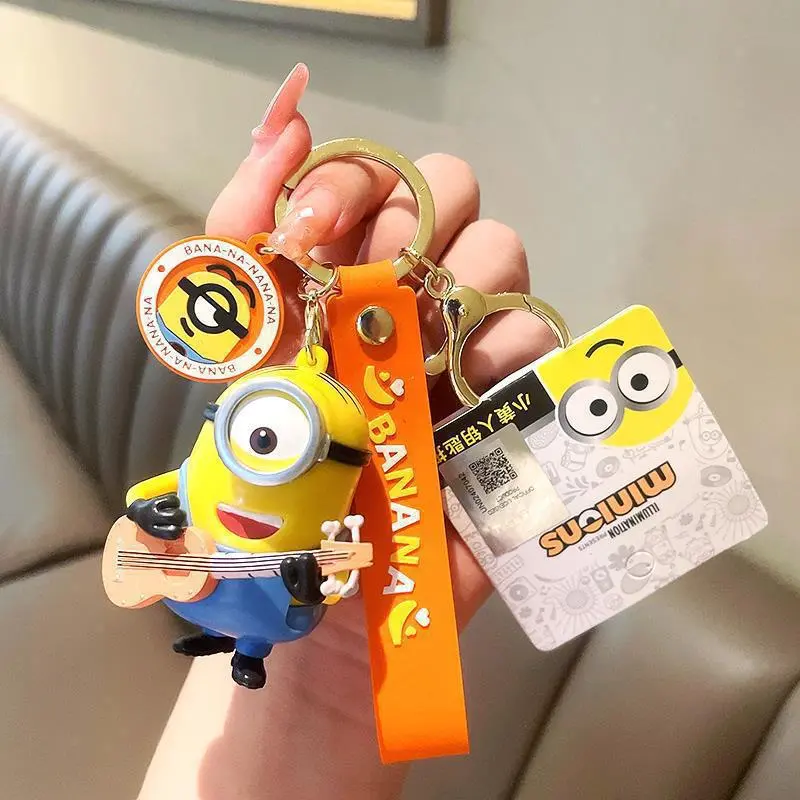 Dây Chuyền Chìa Khóa Minions, Thiết Kế Hoạt Hình Dễ Thương, Mặt Dây Chuyền Cặp Đôi Anime, Đồ Trang Trí Treo Ba Lô, Quà Tặng Bob Kevin Stewart mock  hoagau la bubu 1