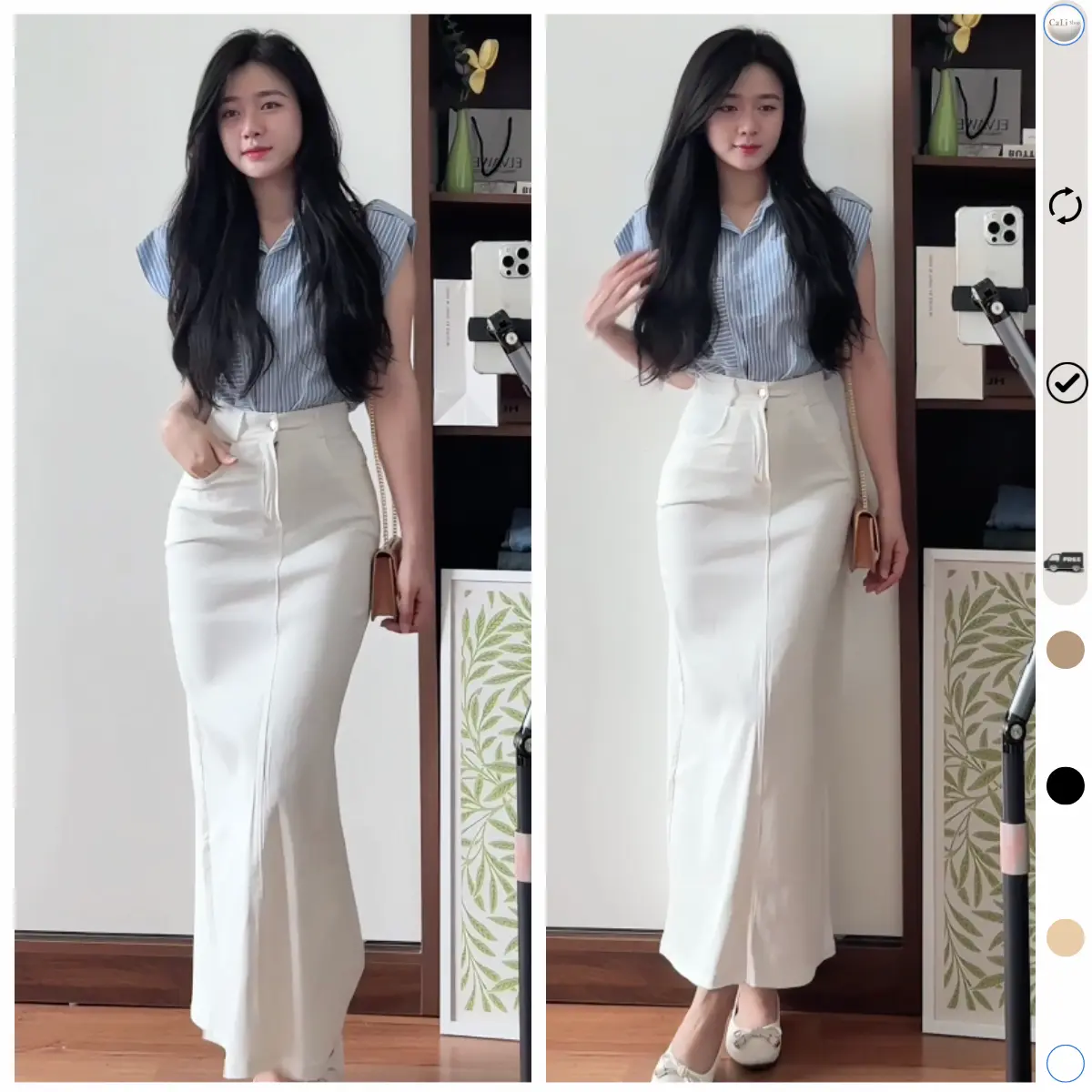 Chân váy dài 90cm cạp khoá suông xẻ tà sau chất Jean Kaki mềm giãn M221 | BigBuy360 - bigbuy360.vn